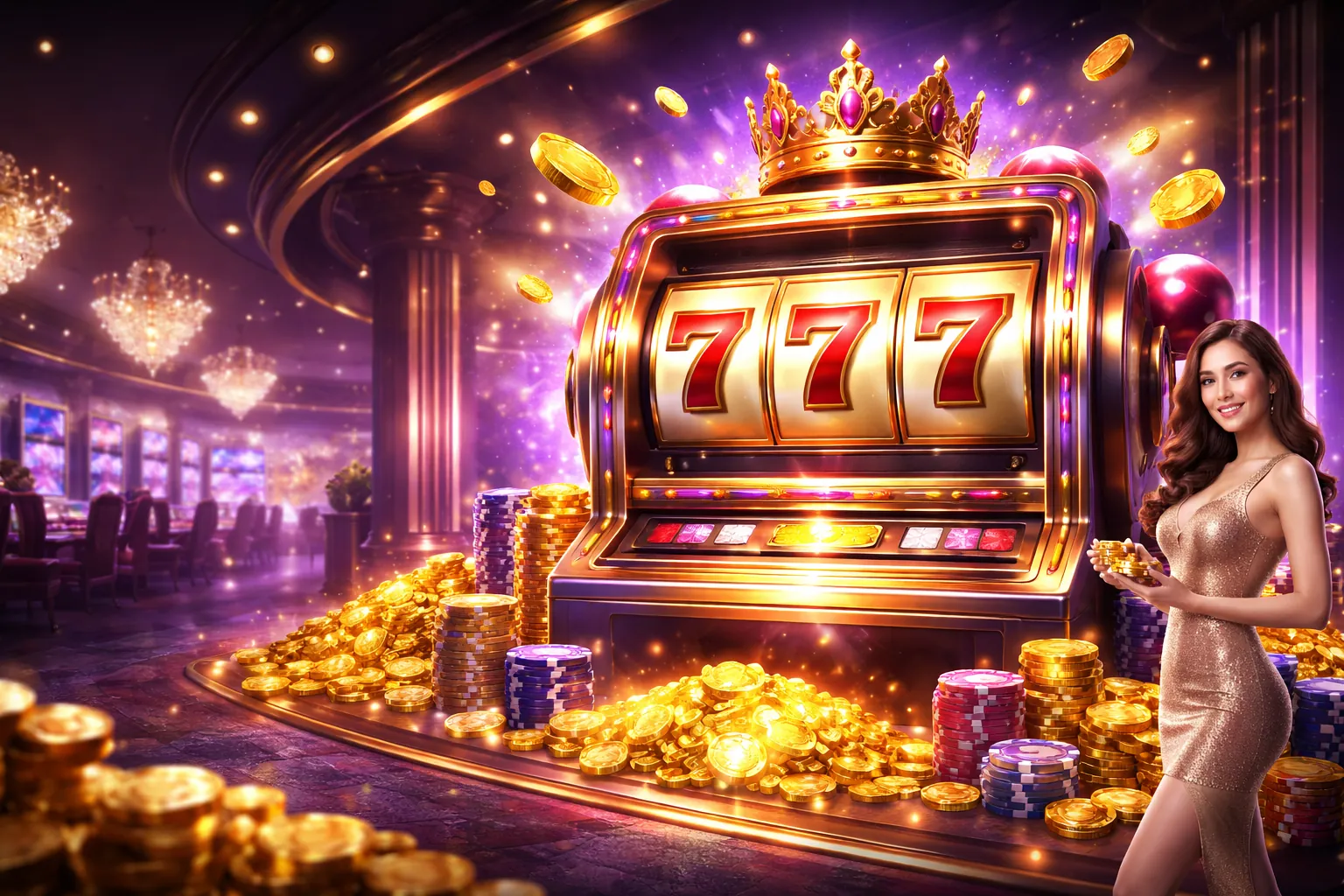 Hình ảnh chính trò chơi xèng tại daga68 hiện đang mở với biểu tượng jackpot và tiền vàng